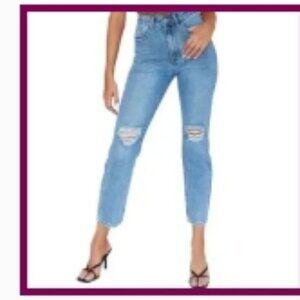 Princess Polly High Rise Distressed Slim Fit Jeans Sz 4